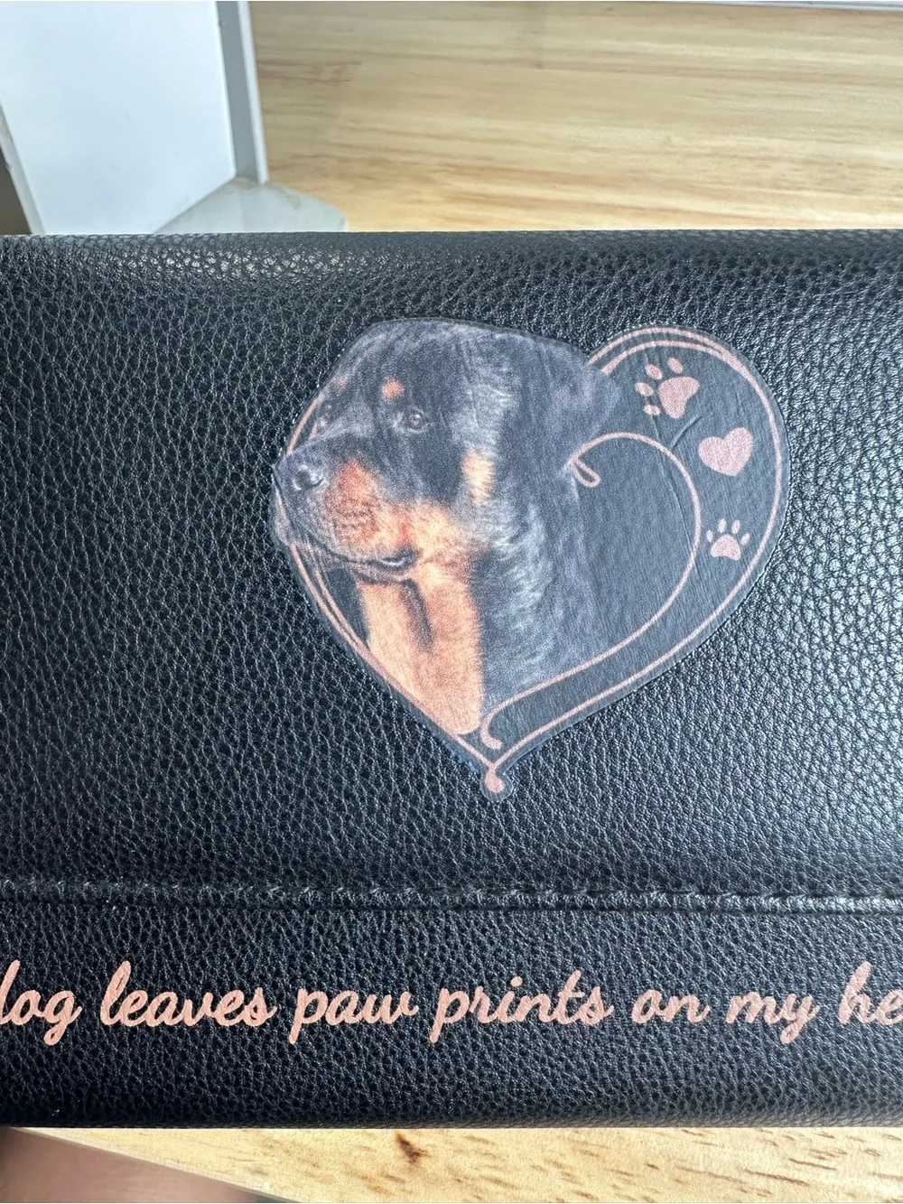 Rottweiler The Bradford Exchange Black Wallet with my dog leaves prints vintage